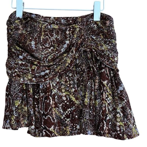 Free People Saturday Sunday Side Zip Mini Skirt In Brown Combo Size XS - Picture 1 of 7